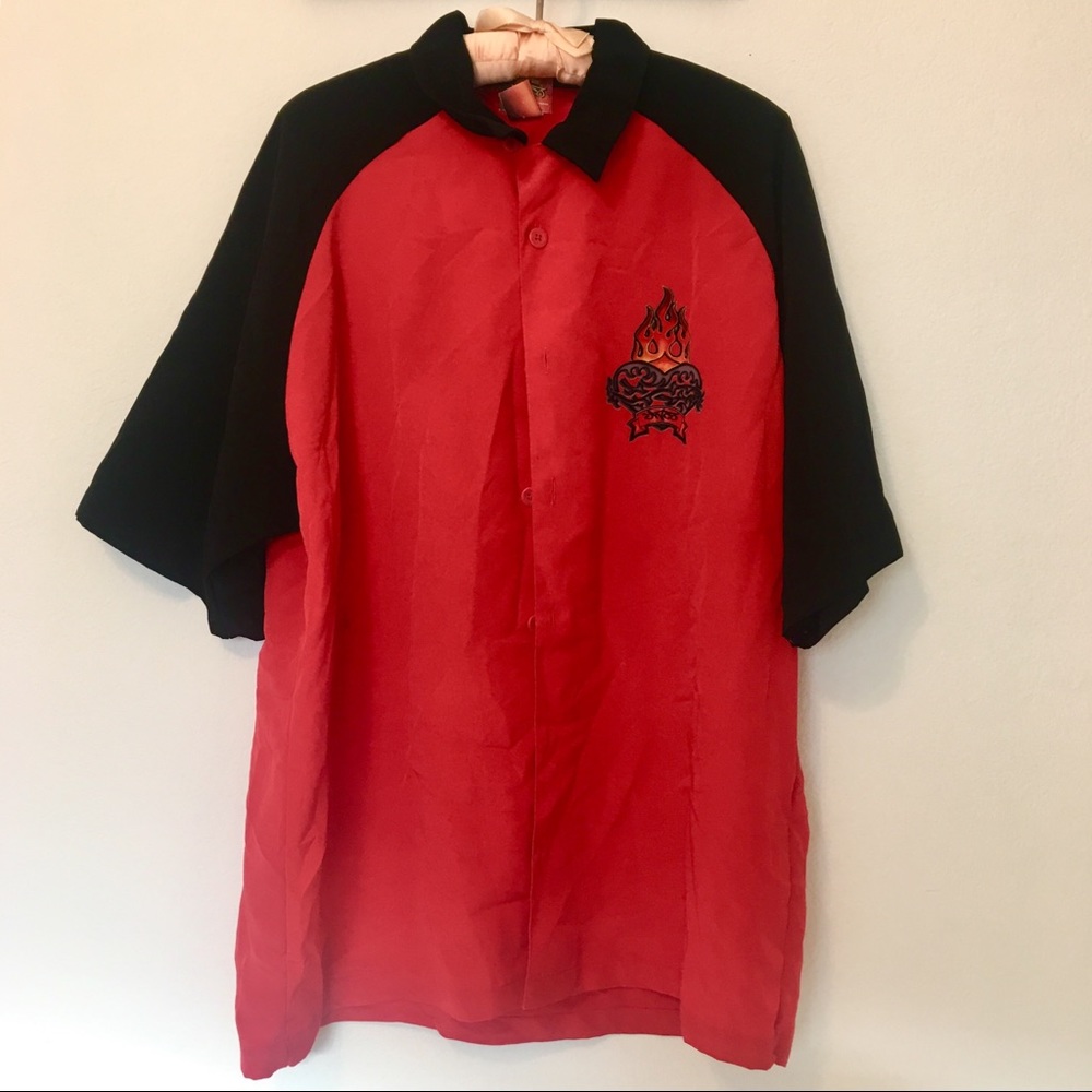 JNCO Vintage Tribal Graphic Bowling Button Shirt